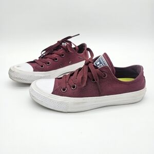 Converse Chuck Taylor II Low Bordeaux White Canvas Sneakers Women’s 5.5